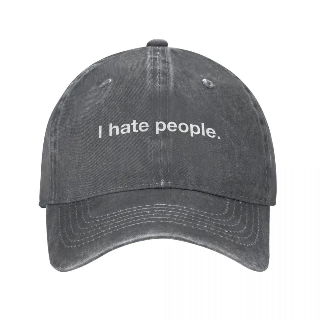Vintage Baumwolle „Ich hasse Menschen“-Baseball-Cap für Jungen und Mädchen, Snapback-Sonnenhüte, sarkastisch, einsam, Autismus, ängstlich, Angst, schüchtern, Kappe