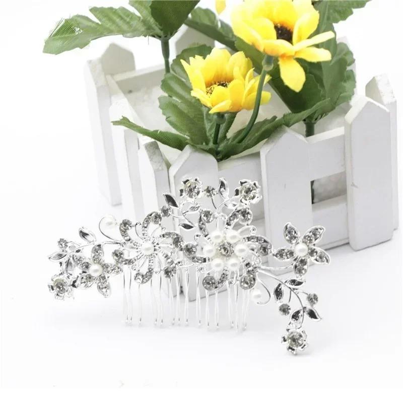 Pettine da sposa con strass, diademi in cristallo e perle, fermaglio per capelli da donna, accessorio gioiello per feste nuziali, acce da capelli miracoloso per ragazza