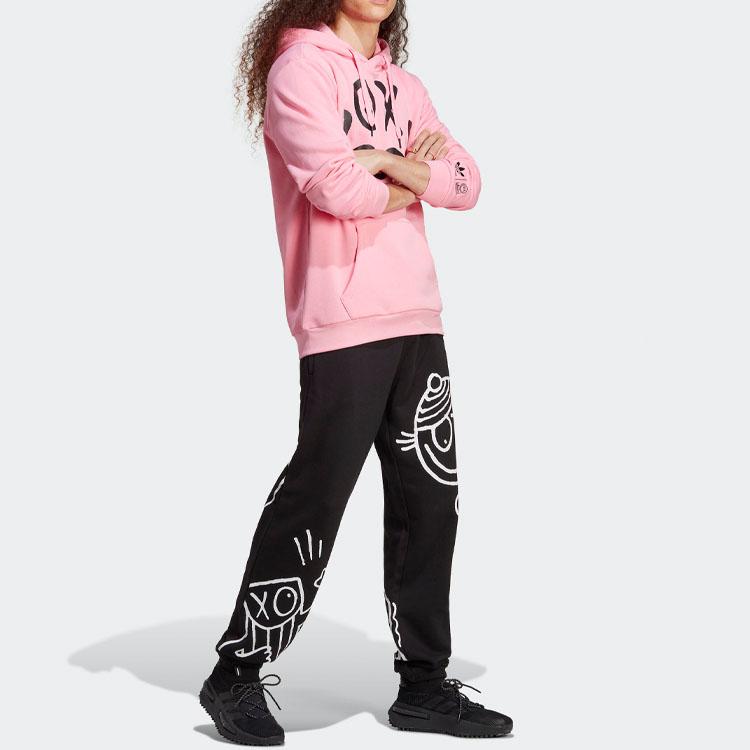 Adidas Originals Trefoil Logo Printed Long Sleeve Hooded Sweatshirt Unisex Sweatshirt Pink IA6393