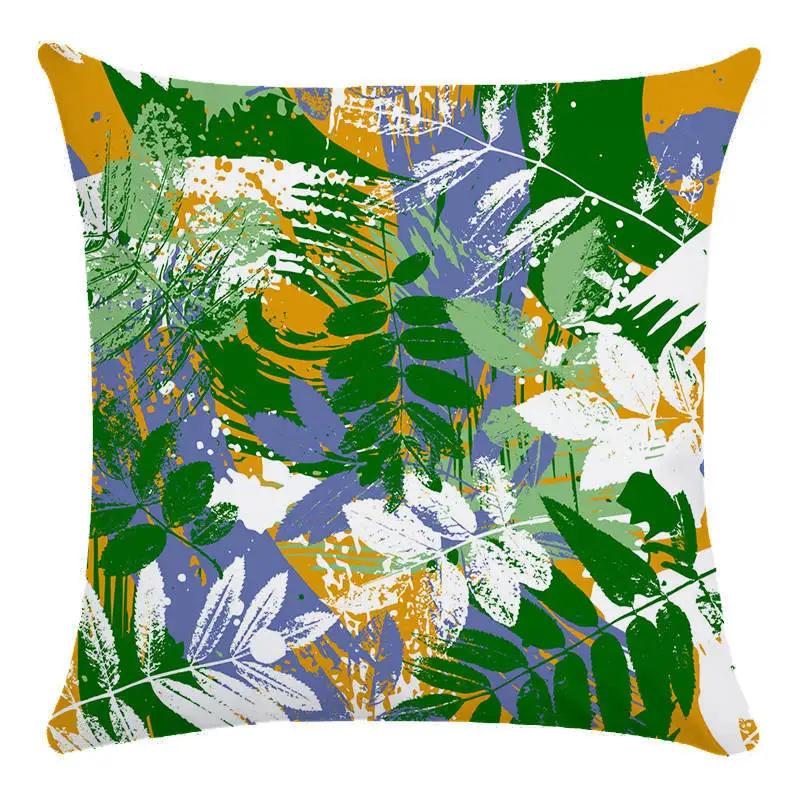Colorful Parrot Flower Oil Painting Pattern Cushion Cover Sofa Decorative Pillow Cover Floral Pillowcase Home Decor 45X45Cm