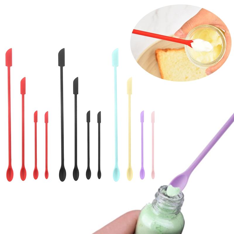 4 Mini Spatula Silicone Makeup Spatula Thin Spatula Set for Skinny Openings Tiny Scraper for Jar,Kitchen Bottle,Cosmetic