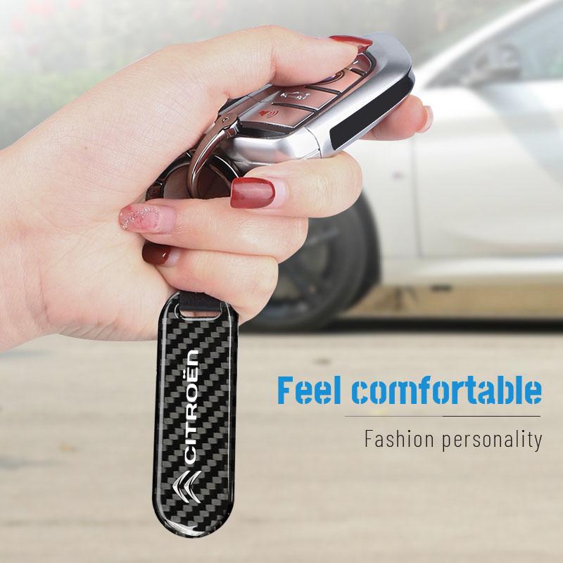 Kohlefaser-Textur Autoschlüsselanhänger Ring Auto Schlüsselanhänger Für Citroen C1 DS3 C2 C3 Vts C4 Saxo C4L C5 C6 C8 Xsara C3-XR Picasso