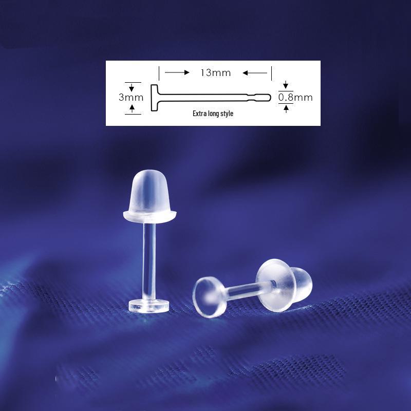 Clear Resin Earrings with Soft Glue & Invisible Ear Care for Students
