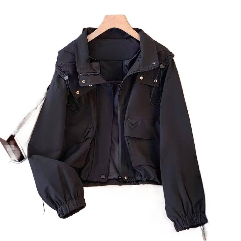 2025 Petite Women's Spring/Autumn Workwear: Thin, Short, Loose Hooded Casual Jacket