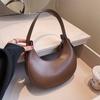 Solid PU Leather Women Luxury Designer Handbag Purses 2025 Fashion Vintage Wallet Zipper Half Moon Crescent Hobos Shoulder Bags