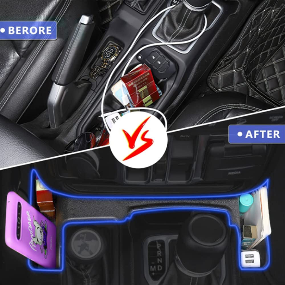 YOCTM Console Tray for Jeep Wrangler and 4XE and Gear Storage Console and Small Item Storage with Mat Tray/Storage JL, JT, (2018, 2019, 2020, 2021,