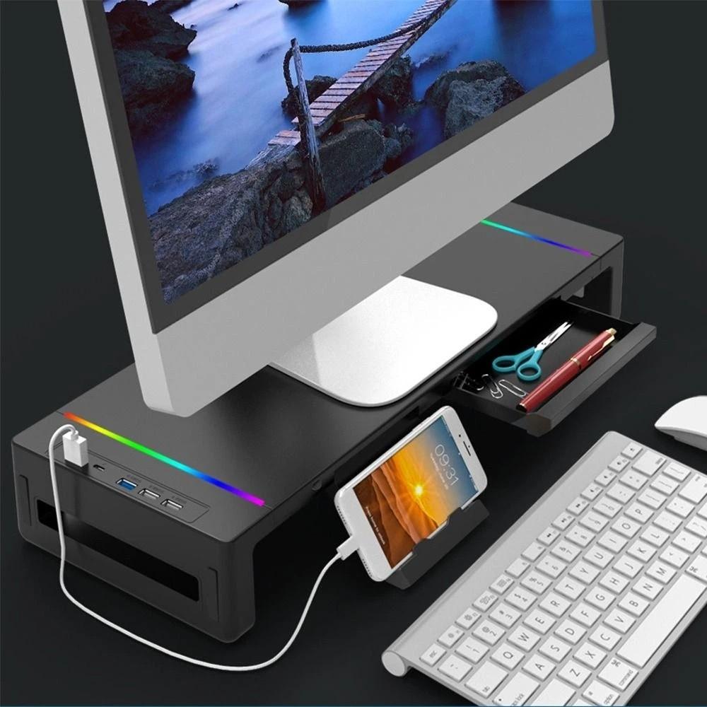 RGB Lights Computer Display Stand Foldable Notebook Elevating Bracket Desktop