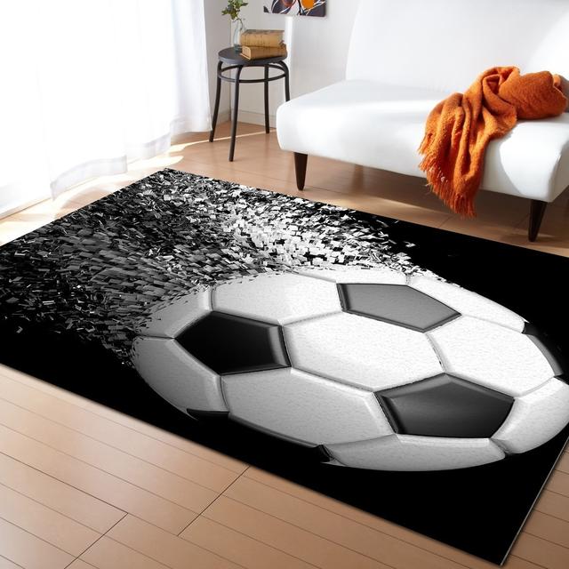 3D-Fußball-Druck-Teppich, Schlafzimmer-Dekoration, Teppich, Zuhause, Wohnzimmer, Dekoration, Küchenmatte, Eltern-Kind-Spiel, Fußball-Bodenteppich