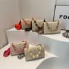 Fashion Straw Woven Bag for Women Lace Flower Crossbody Bag Versatile Small Square Chain Shoulder Handbag