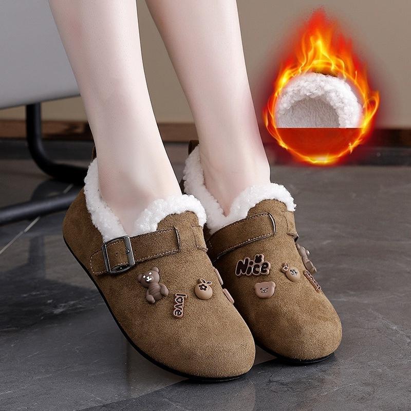 

Winter Velvet Women s Cartoon Loafers Warm and Comfortable Low Cut Cotton Shoes Fashionable One Foot Flat Casual Shoes 40 зелений