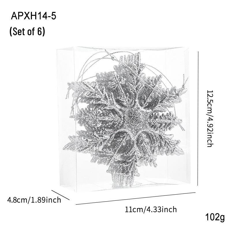 11CM Glitter Snowflake Christmas Tree Ornaments - Boxed Decorative Accessories