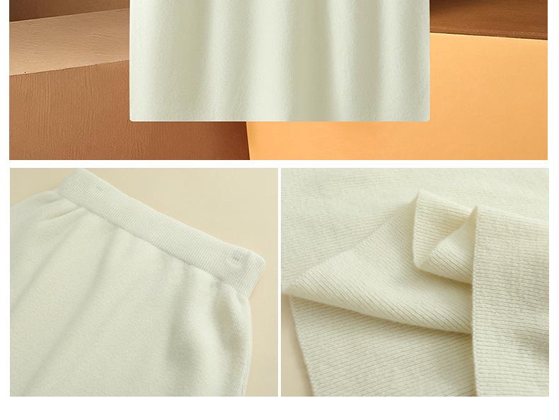 Women's High-Waist 100% Wool Knit Midi Bodycon Skirt - Autumn/Winter Collection