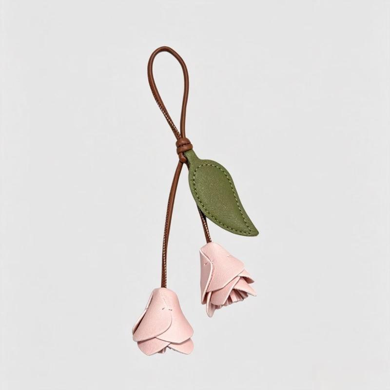 Modischer Niedlicher Tulpen Schlüsselanhänger Hohe Qualität PU-Leder Bunter Blumen Anhänger für Handtaschen Dekoration
