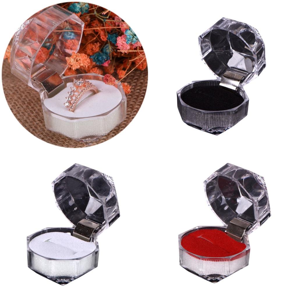 Durable Acrylic Small Octagonal Transparent Crystal Ring Box Jewelry Storage Box For Rings Earrings And Accessories