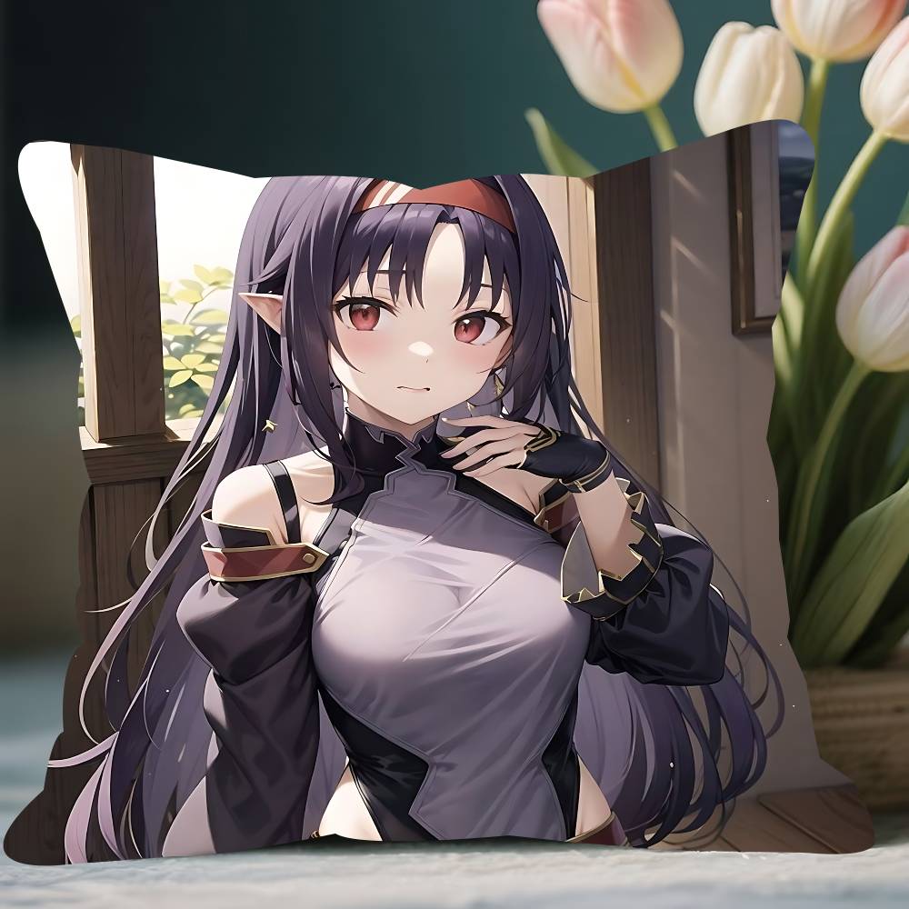 

Anime Sao Y-Yuuki KonnoS Pillow Case Removable Washable Cushion Cover – All-Season Soft Linen 12x12Inch