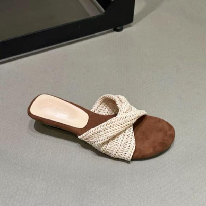 

Fashion Female Summer Beach Slides With Low Heel Slippers Wedges Shoes For Women Fashion Round Toe Ladies Wedges Slippers Sandals Shoes 35 абрикосовый
