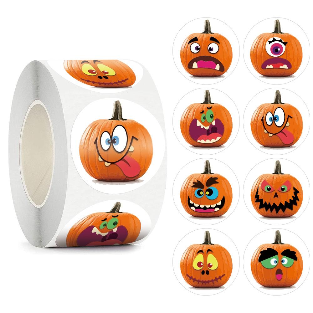 

500pcs/roll Halloween Sticker Ghost Labels Gift Candy Bags Seal Stickers Halloween DIY Package Paper Sticker Party Decoration
