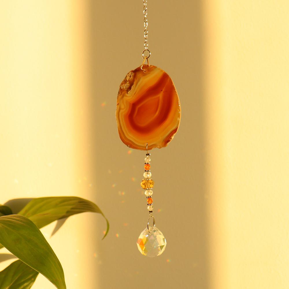 Цветной срез агата Ловец солнца Колокольчик Подвеска - T126