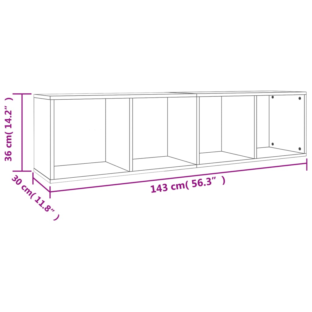 Bookshelf TV Cabinet Concrete Grey 36 x 30 x 143 cm Particleboard