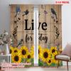 2pcs 2D Flat Printing Drapes Live Today Sunflowers Butterflies Polyester Without Electricity Festive Holiday Use for Yard &