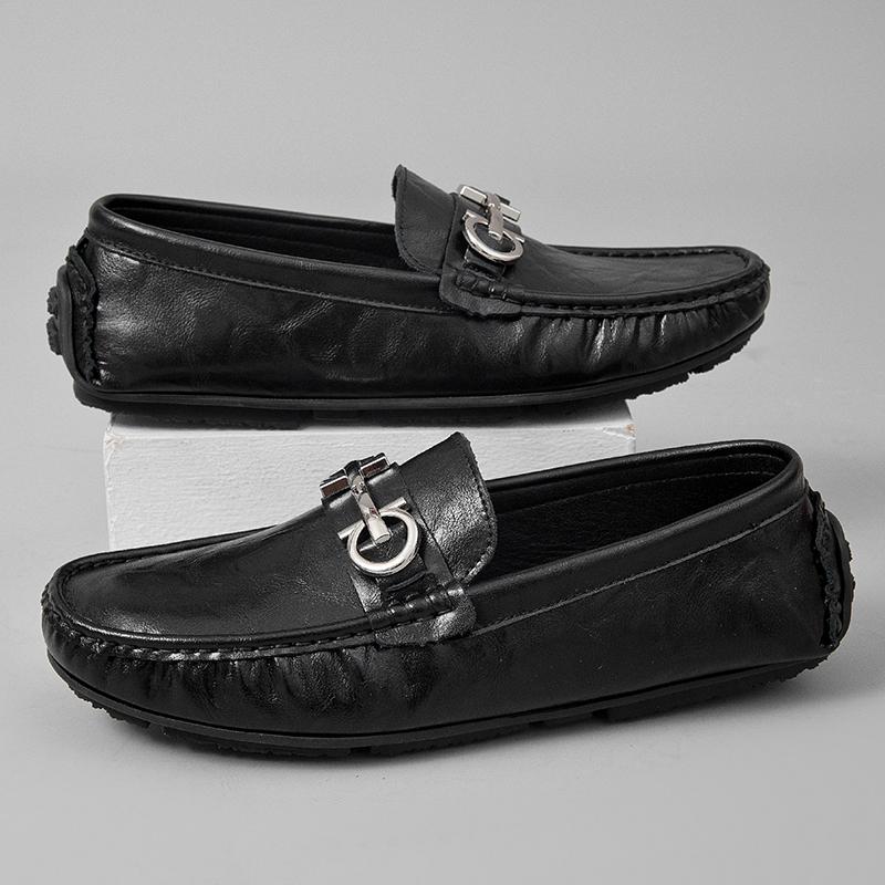 Fashion Handmade Mens Business Shoes Round Toe Casual Loafers Comfortable Man Slip On Footwear Leisure Walk Moccasins Soft Driving Flats
