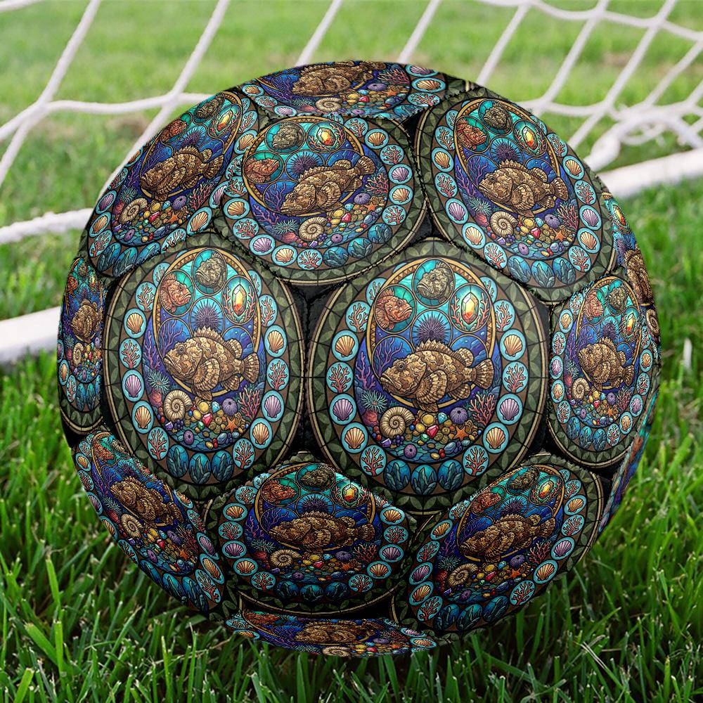 Marine Life Glass Round Football Size 5 Adult Ball Suitable for Training Matches and Outdoor Team.