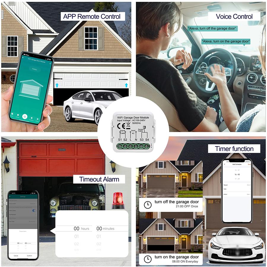 Tuya Smart WiFi Garage Door Controller Module Door Opener Switch Smart Life APP Alexa Google Home Voice Remote Control