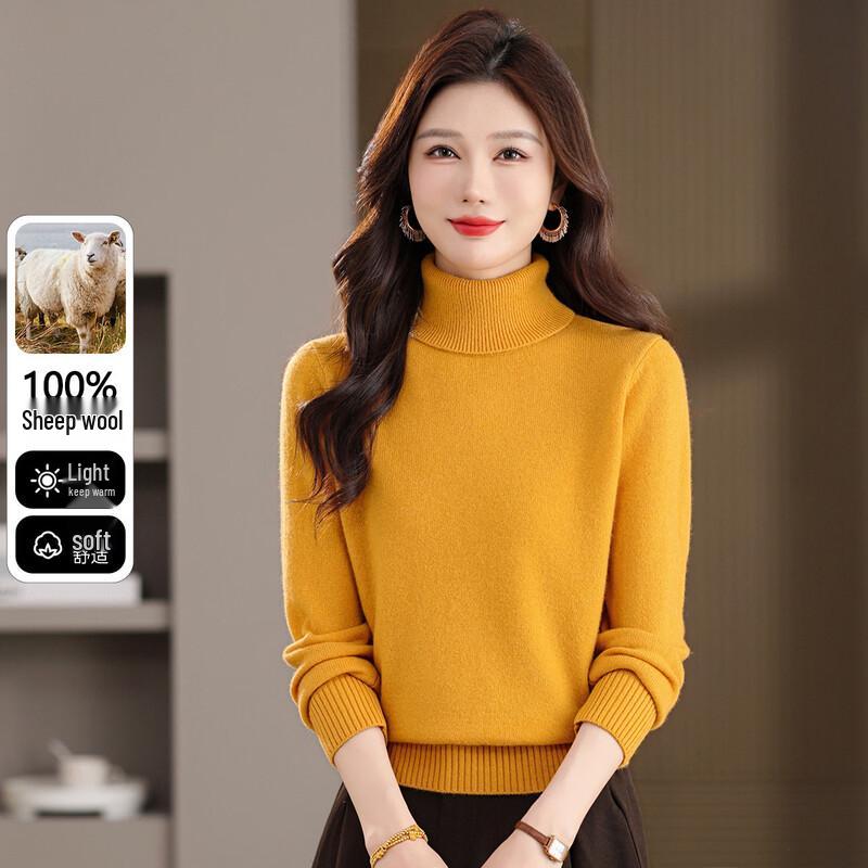 Women's 100% Merino Wool Turtleneck Sweater