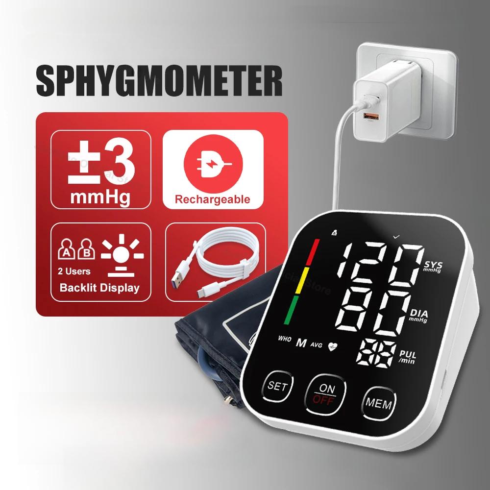 Voice Arm Tonometer Medical Blood Pressure Monitor Heart Rate Sphygmomanometer Digital Upper Tensiometers Meter Cuff