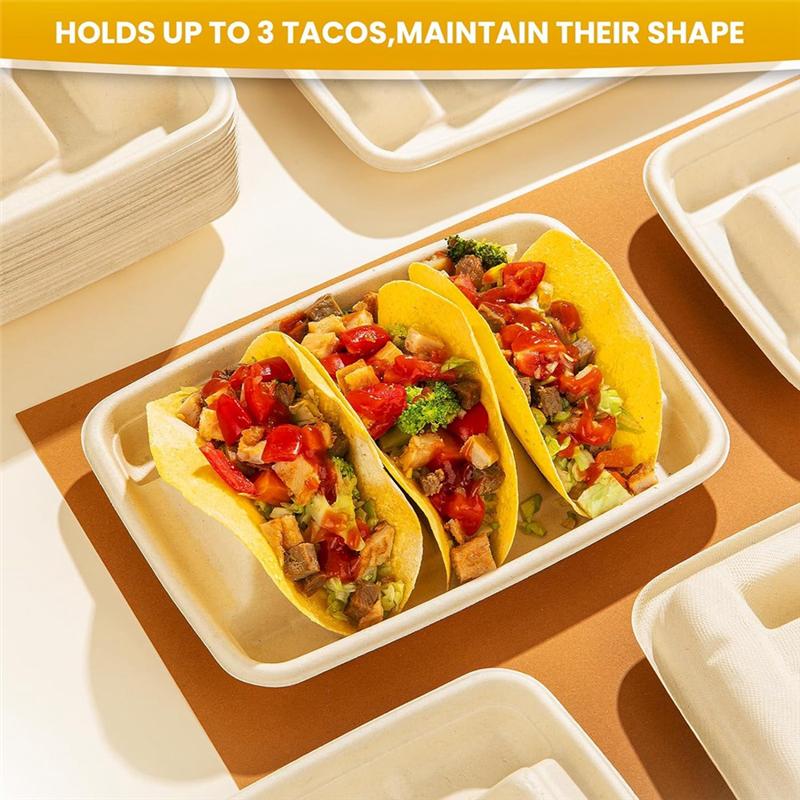 Good-25 PCS Disposable Taco Holders For Party, Taco Tray Holder, Taco Stands For 3 Tacos,For Party