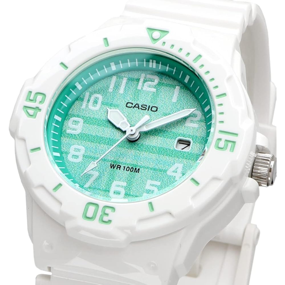 Casio LRW-200H-3CV Analog Watch Gloss White Green Check Pattern Women's Kids International Model