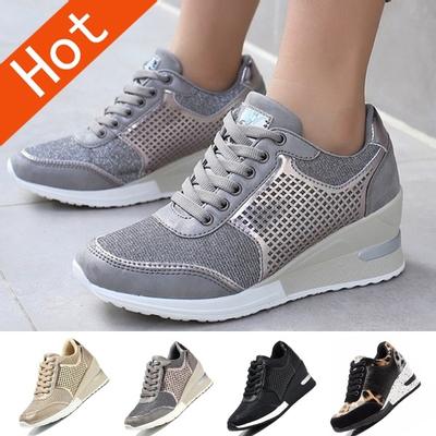 Keilabsatz-Turnschuhe für Damen, lässige Plattform, vulkanisierte Schuhe, höhenvergrößernde Schuhe für Damen