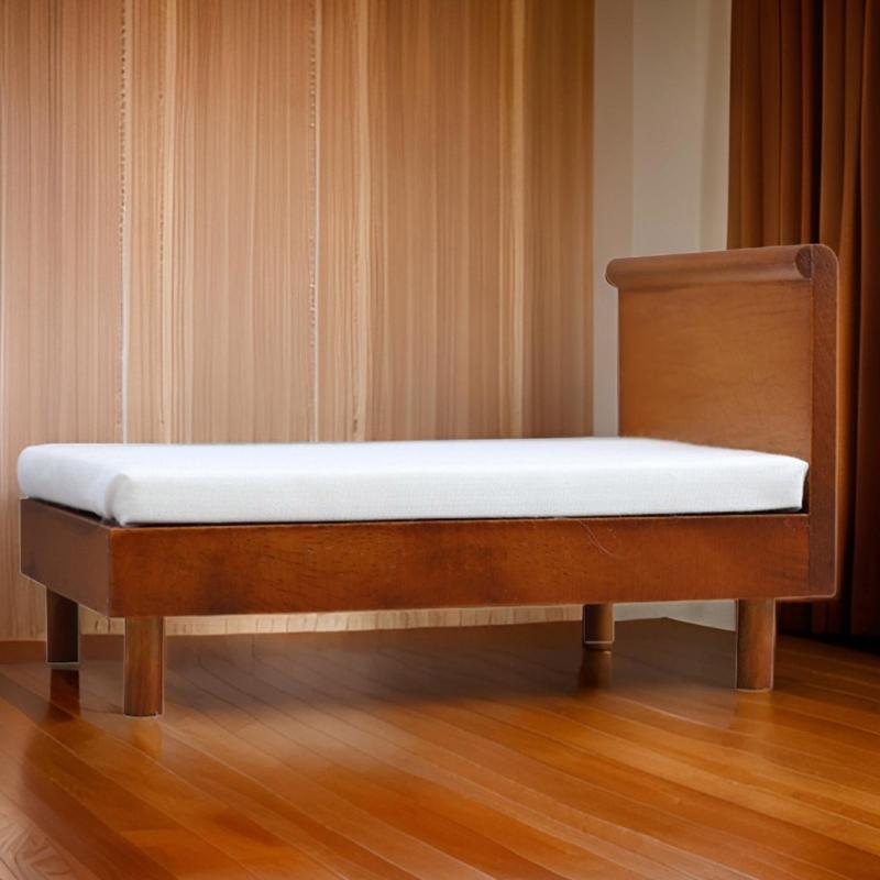 1:12 Scale Miniature Wood Double Bed Vintage Dollhouses Mini Bedroom Furniture Dollhouses Decorations Accessories Gifts