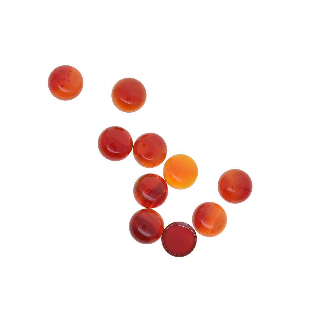 10pcs 10mm Round Flatback Cabochon Natural Gemstone for Crafts - Red Agate