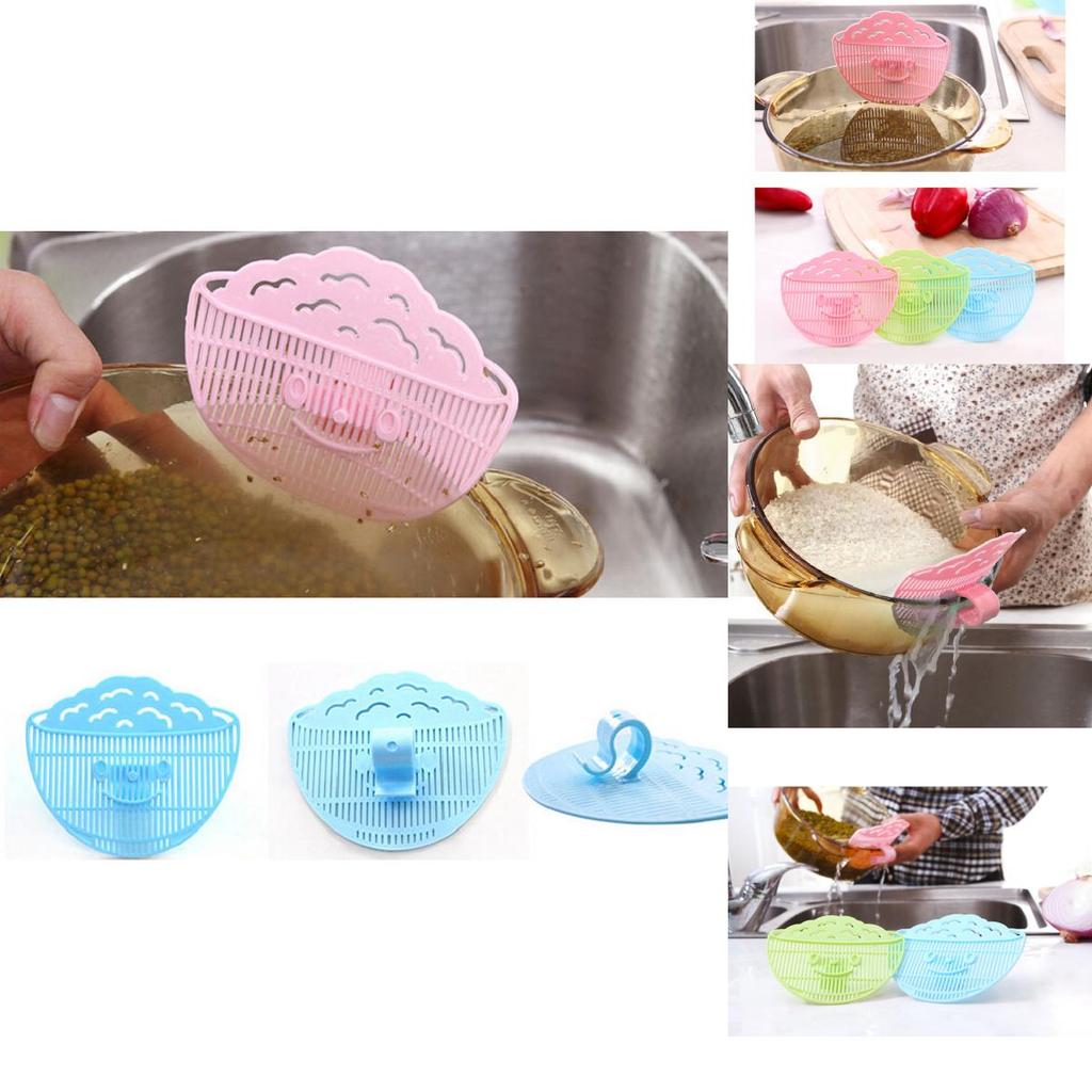 Creative Smile Clip On Rice Washer With Water Drainer For Fruits Vegetables And Grain Filtering