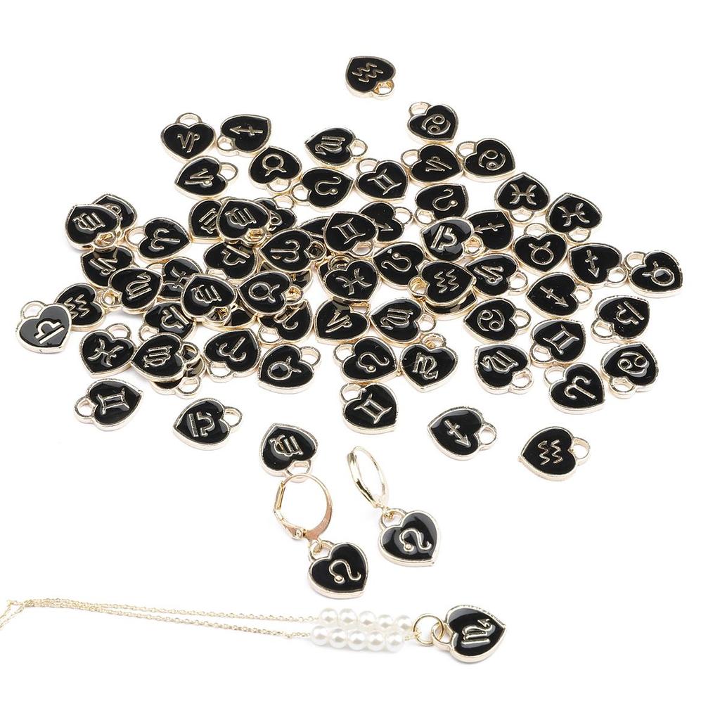 10/12Pcs 12*14mm 12 Constellations Love Heart Droping Oil Alloy Accessories For Jewelry Component Making DIY Necklace Bracelet Earring