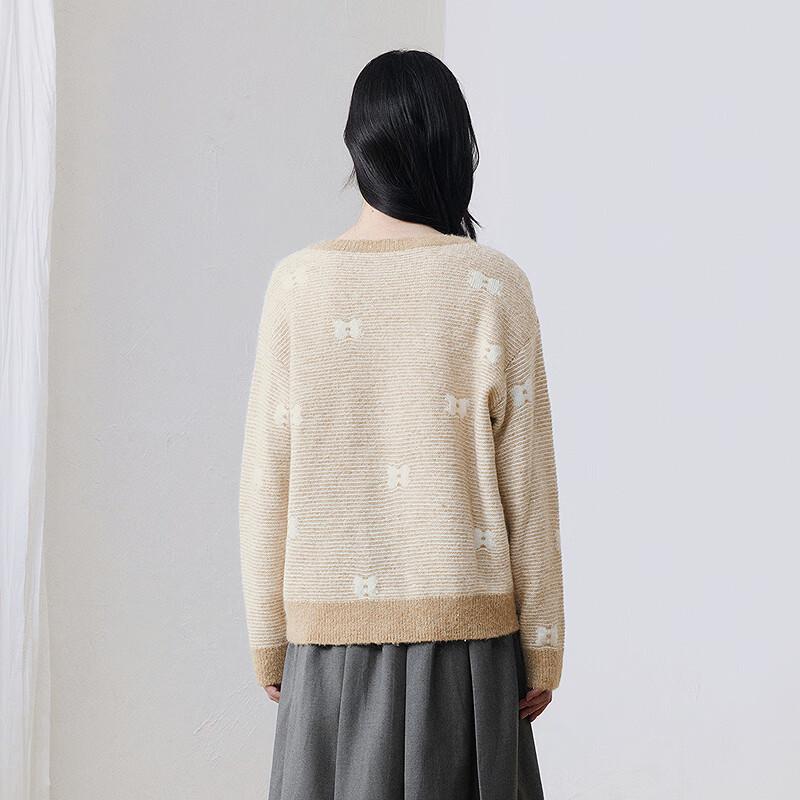 LEDING Women's Butterfly Flower V-Neck Knit Sweater