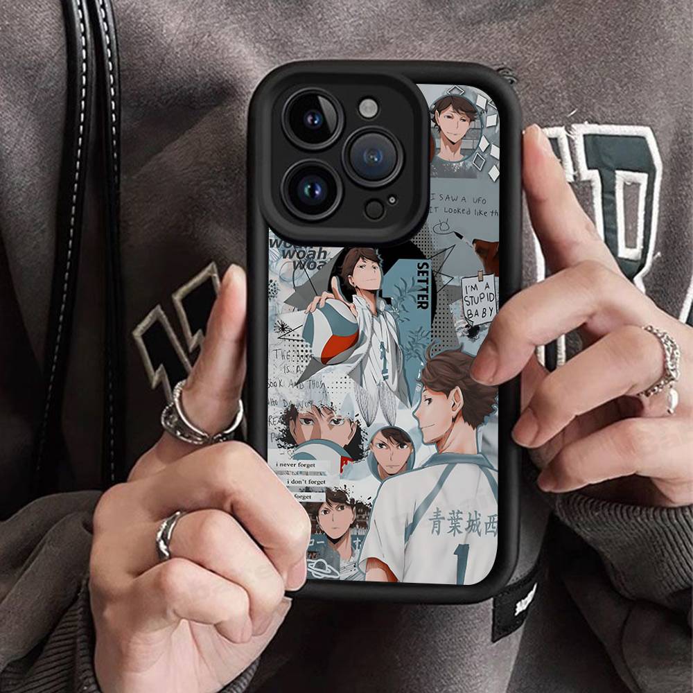Japan Anime Haikyuu For iPhone 17 Pro Max 16 15 14 13 12 11 Plus Black Soft Phone Cover