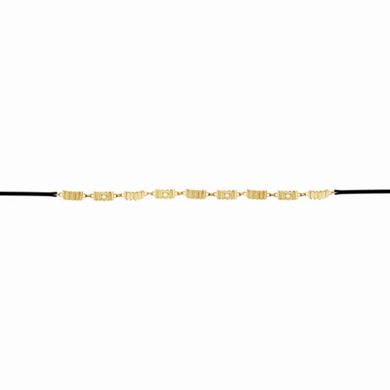 FADEMINE Pleats Choker Leather Necklace (plated)