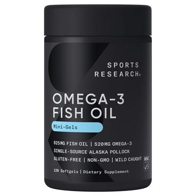 Sports Research Omega-3 520mg Rybí olej Měkká kapsle, Korejská zdravá výživa