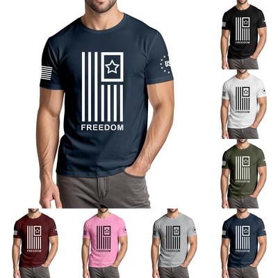 Men's Fashionable Casual Independence Day Printed Round Neck Short Sleeve T-Shirt Top