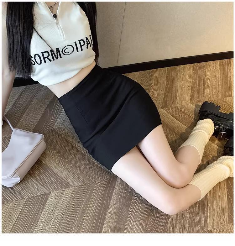 2025 New Women's Bodycon Midi Skirt: Pure Desire In Gray & Black, Perfect for Spring & Summer