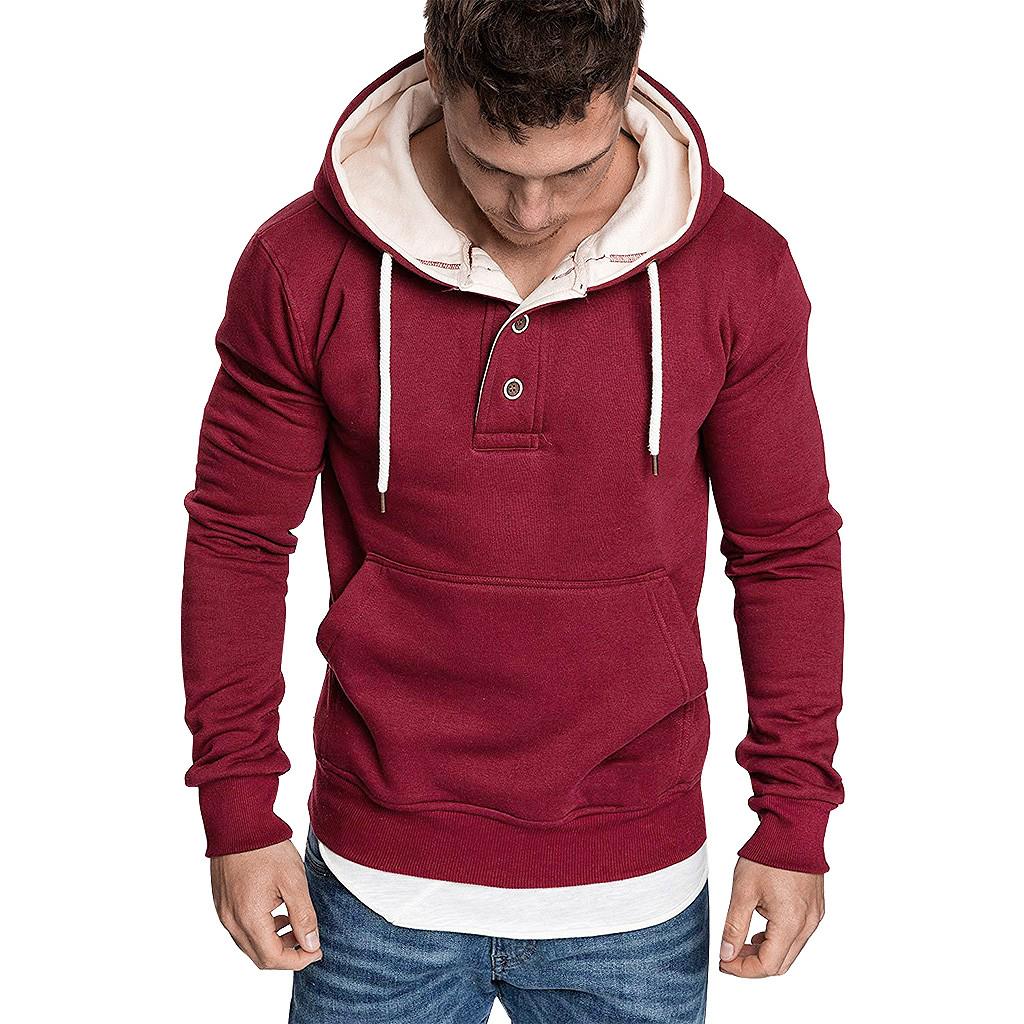 Men's  Spring Solid Color Long Sleeve Hoodies Sweatershirt Tops Shirt