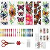ORIGACH 6 Pcs Cross Stitch Bookmark Kit for Beginner Adults, Butterflies and Flowers Stamped Embroidery Bookmark Kit with Instruction for Starters