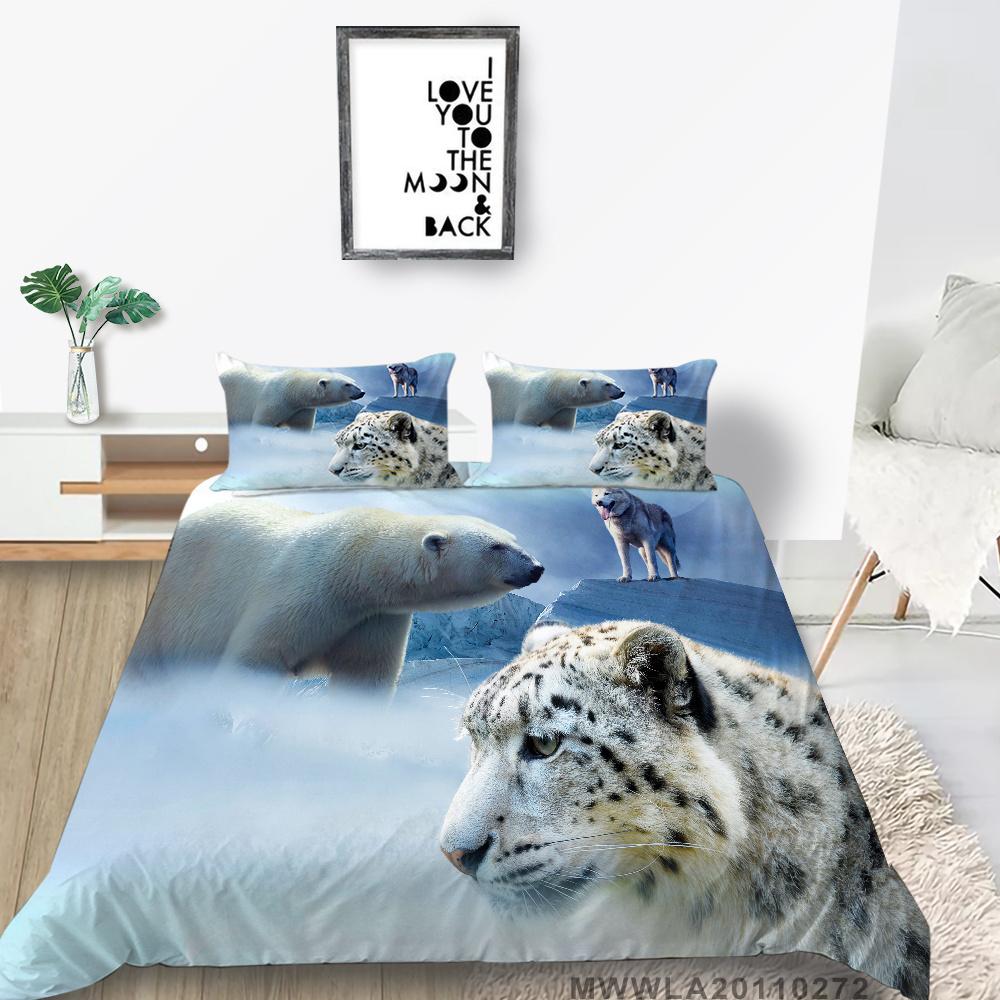 Home Textiles Bedding Suit with Pillowcase 3D Wolf Printed King Double Size Comforter Duvet Cover Bed Sets