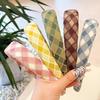 Women Headband Retro Plaid Pattern Thick Sponge Filling Soft Fabric Hair Hoop Fluffy Hairstyle Hair Accessory