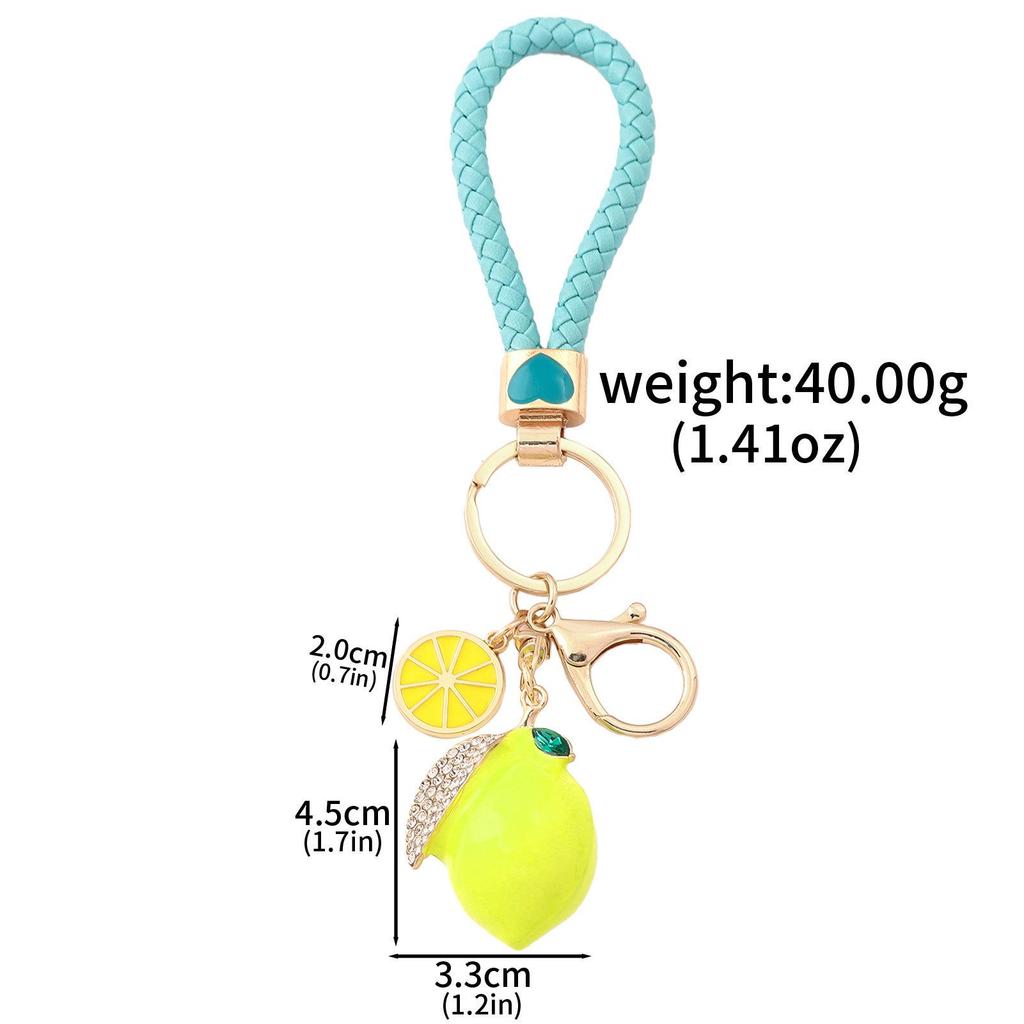 Xiyin Strass Emaille Frucht Schlüsselanhänger - Zitrone, Kirsche, Erdbeere Taschenanhänger Geschenk