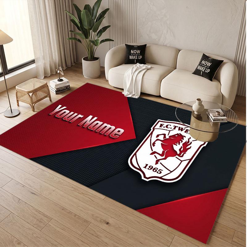 Custom Rug FC Twente Pattern Print Name Text Soft Non‑Slip Floor Carpet for Home Indoor Decoration