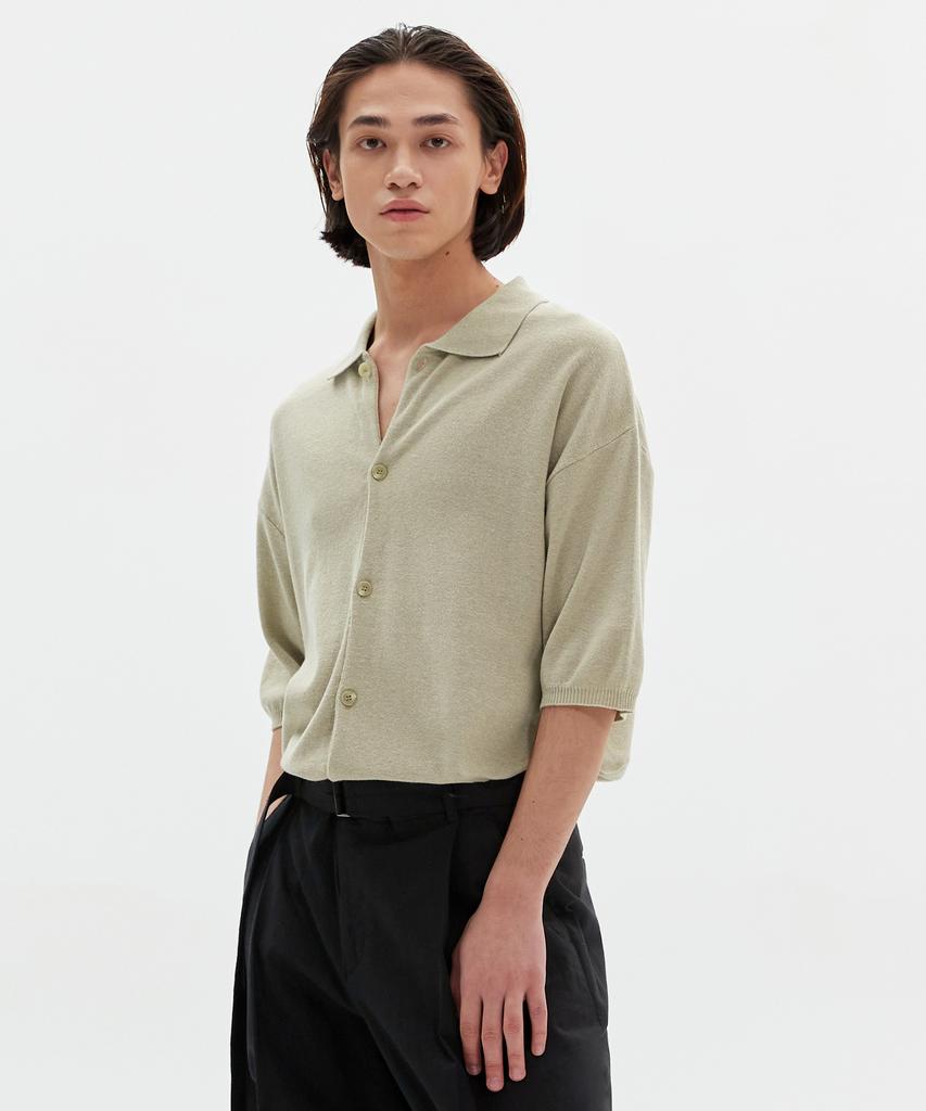 Costume O’Clock Soft Short Sleeve Collared Cardigan Oatmeal Cooscd009Oatmeal