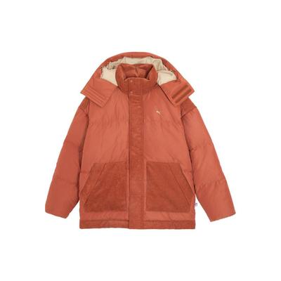Mmq Puff Daunenjacke Color Block Lässig Kapuze Langarm Daunenjacke Unisex Jacke Frucht-Essig-Braun 623043-41